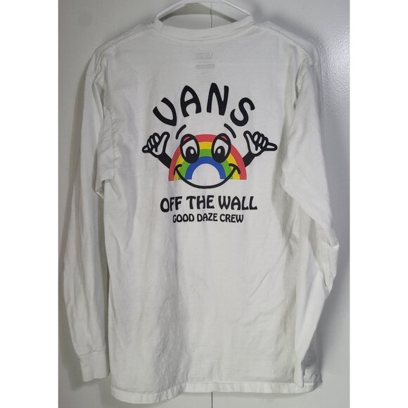 Vans Other - VANS SZ M Long Sleeved White Graphic T Shirt GOOD DAZE CREW Rainbow Off the Wall